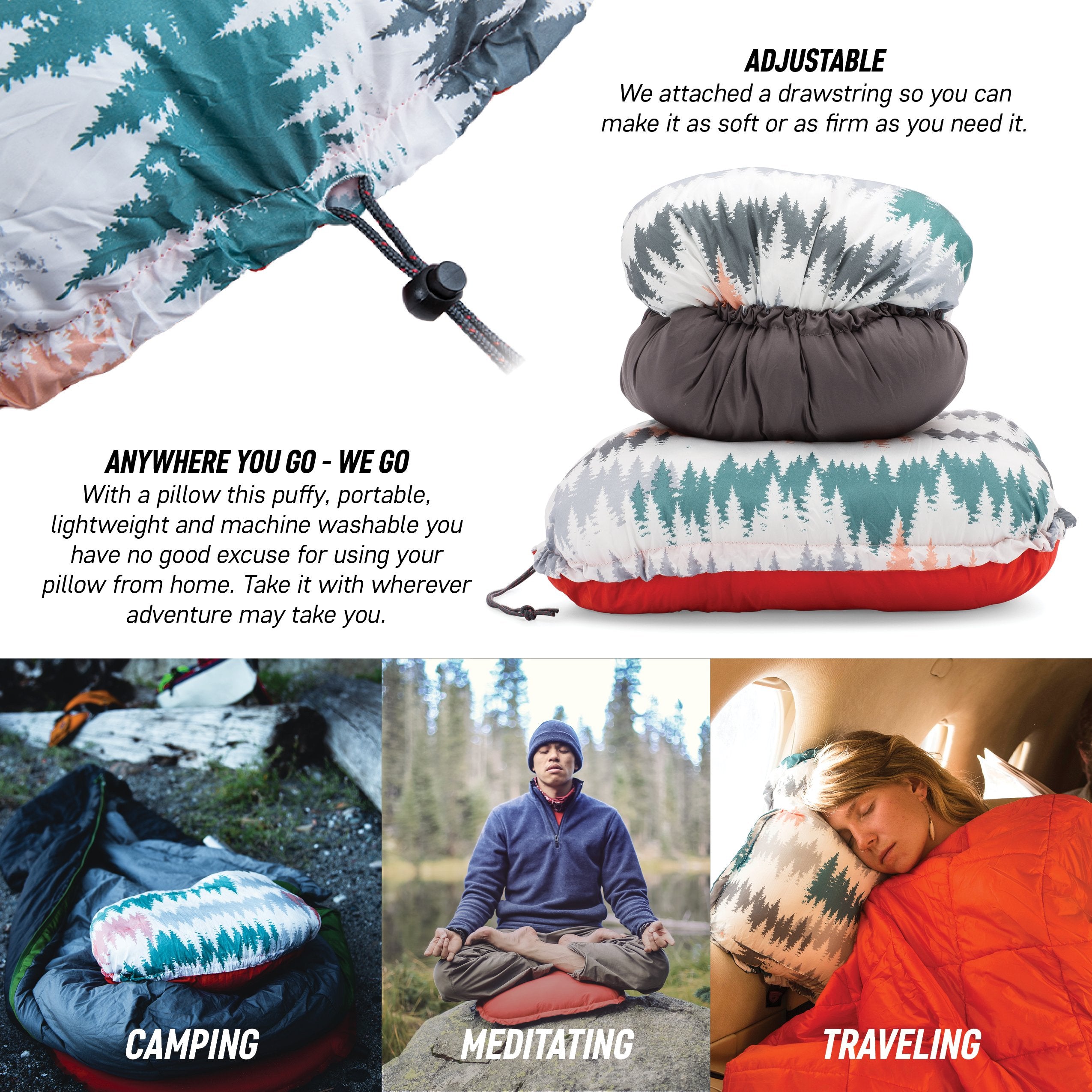 Puffy Adjustable Travel Pillow - Slate Gray