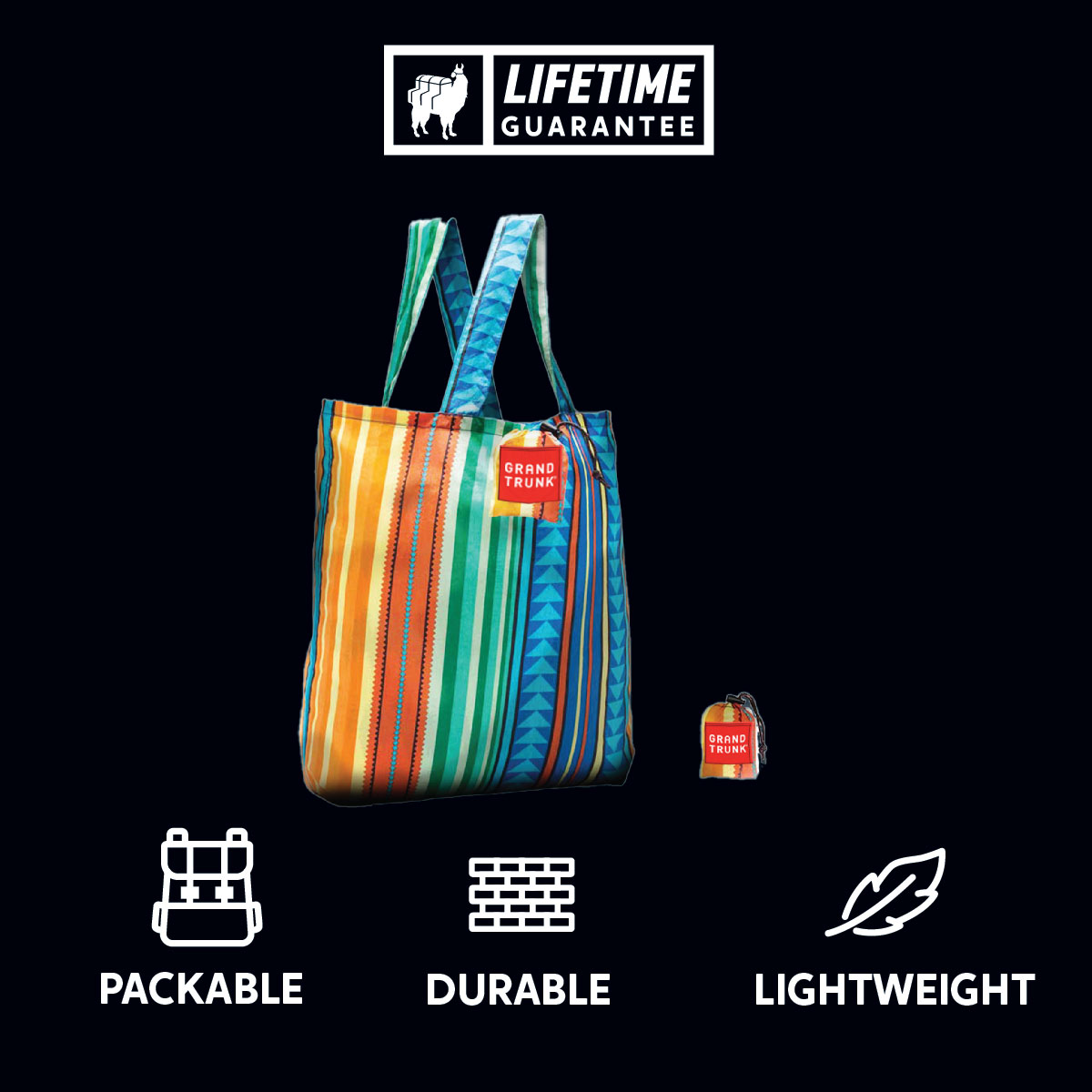 Durable packable lightweight tote eco friendly upcycled waste reducing sustainable strong reusable bag grocery shopping style