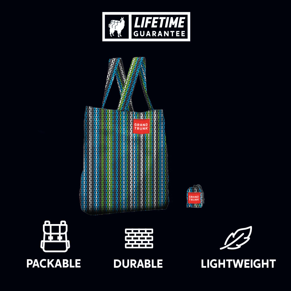 Durable packable lightweight tote eco friendly upcycled waste reducing sustainable strong reusable bag grocery shopping style