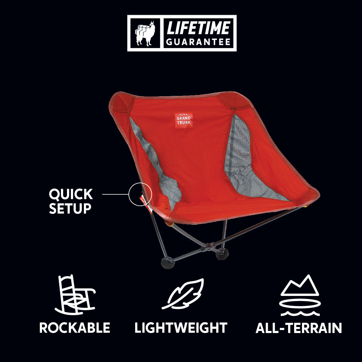 Monarch chair rockable lightweight all-terrain quick setup