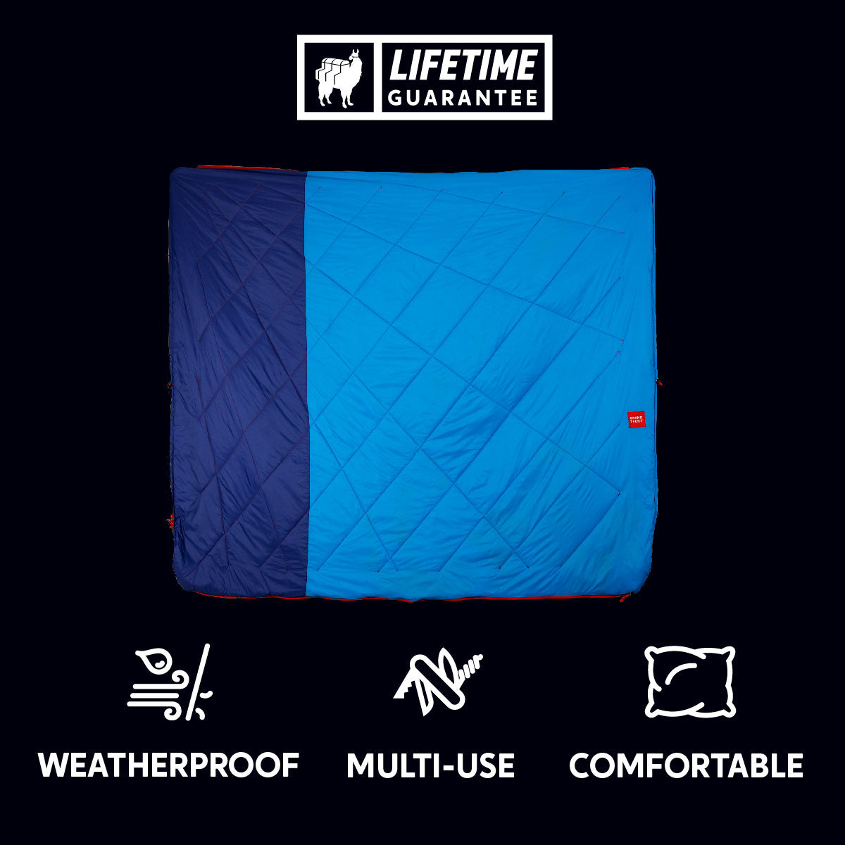 weatherproof, multi-use, comfortable cozy thermal quilt blanket sleeping bag underquilt